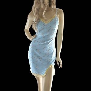Pale‎ Blue Floral Slip Dress Size S/M